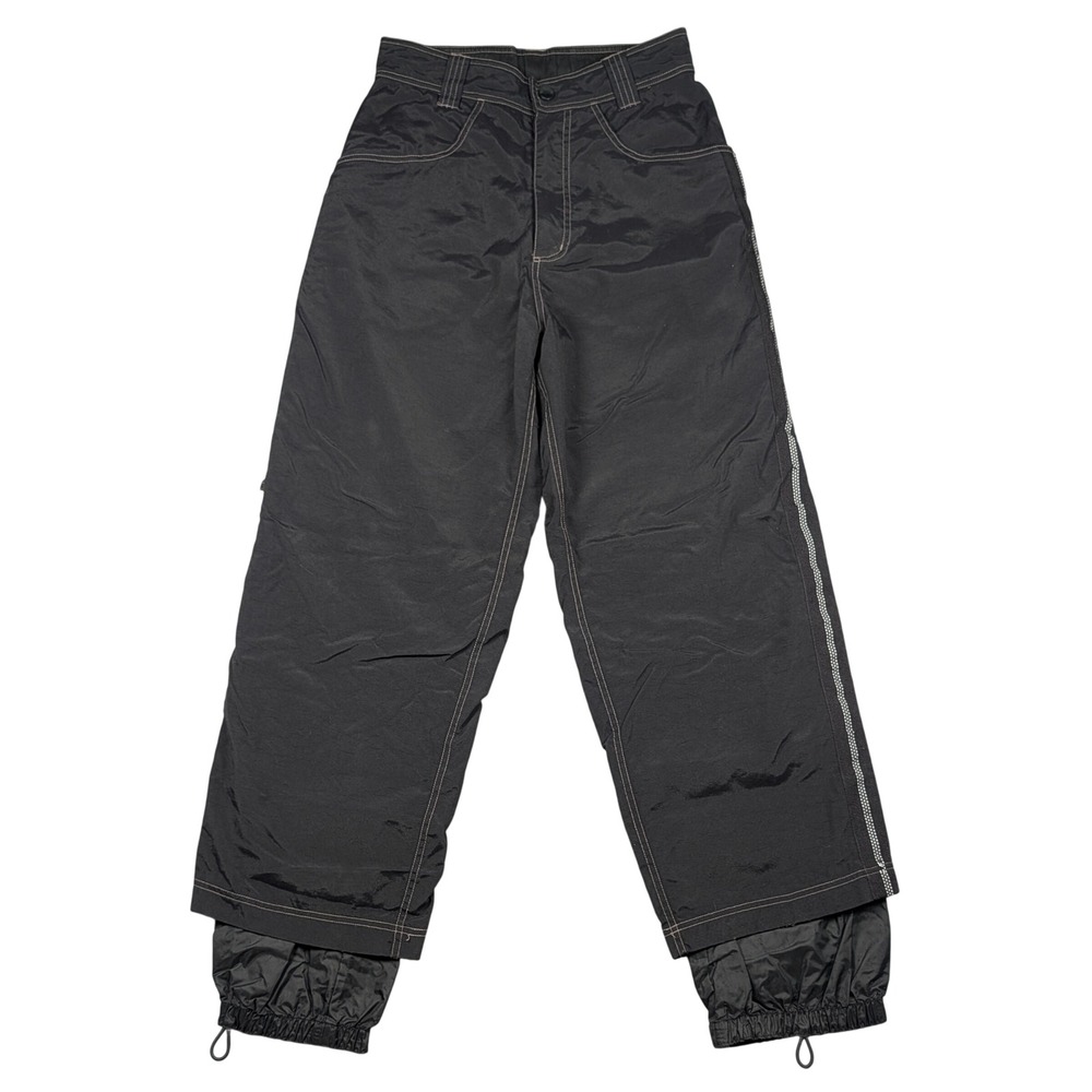 Vintage SMP Snow Pants Mens S 30x30 Small Black Nylon Baggy Wide Leg Skater Y2K